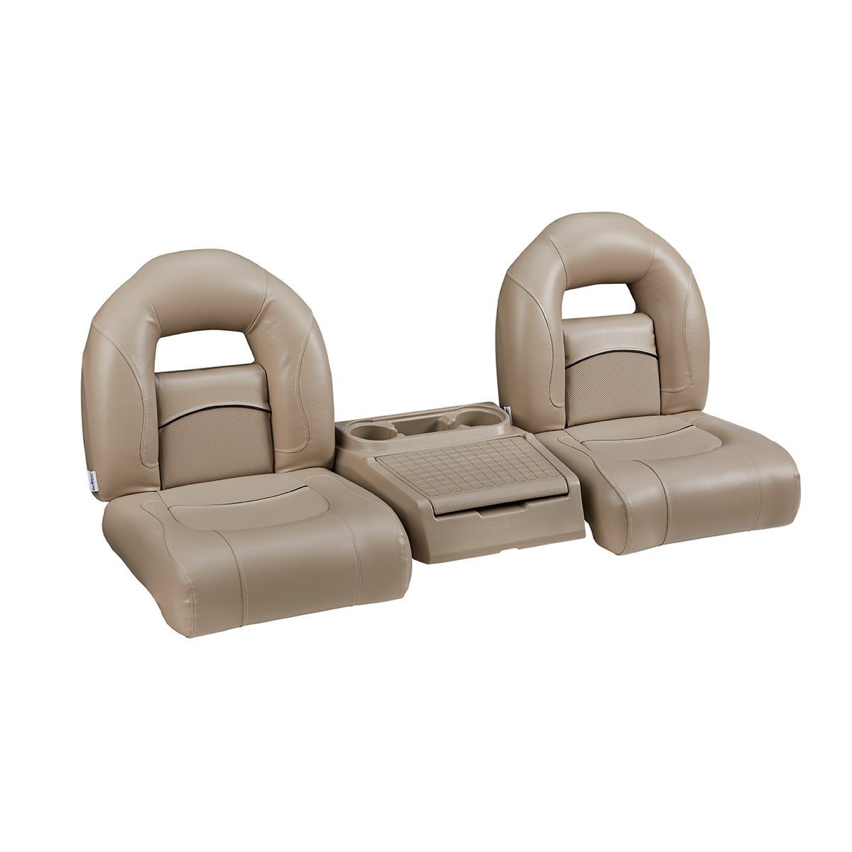 DeckMate Compact Bass Boat Bench Seat Set with center console #color_tan