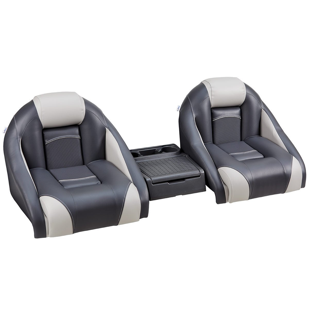 DeckMate Ranger Bass Boat Seats With Console #color_charcoal & gray
