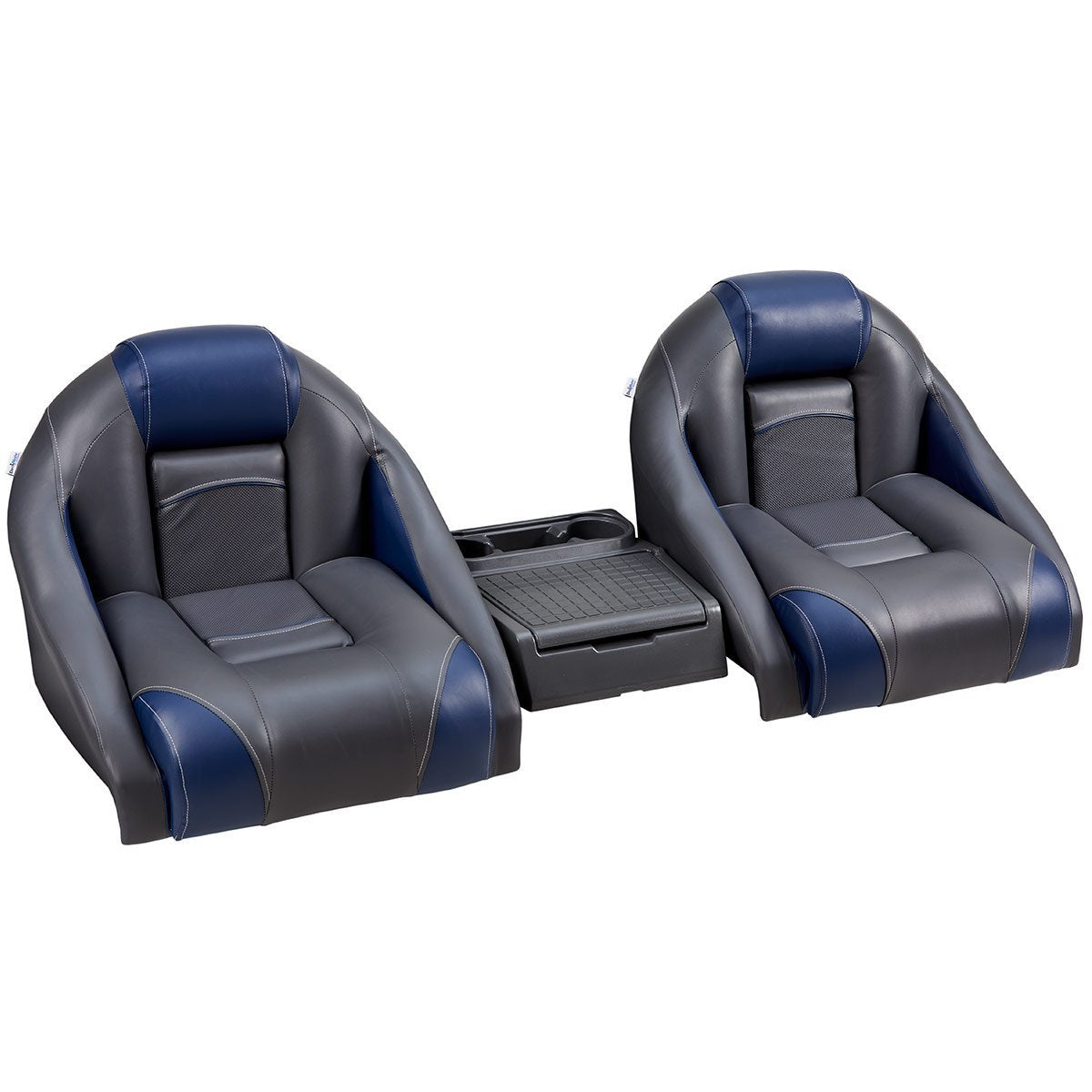 DeckMate Ranger Bass Boat Seats With Console #color_charcoal & blue