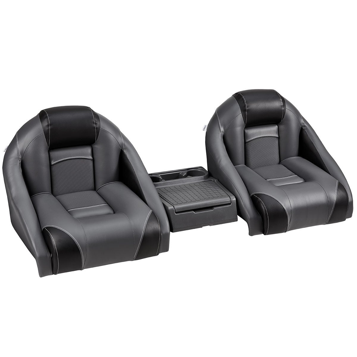 DeckMate Ranger Bass Boat Seats With Console #color_charcoal & black