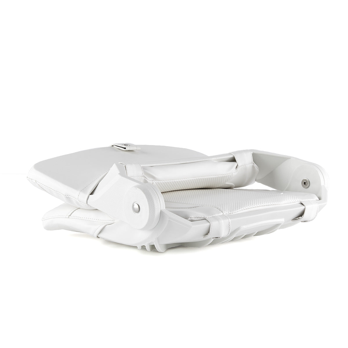DeckMate Compact Folding Cushion Fishing Boat Seat White Marine Grade Vinyl for sale #color_white