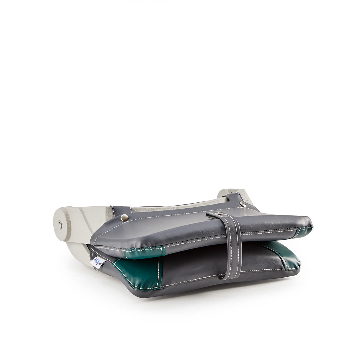Thin Folding Boat Fishing Seat closed #color_charcoal & green