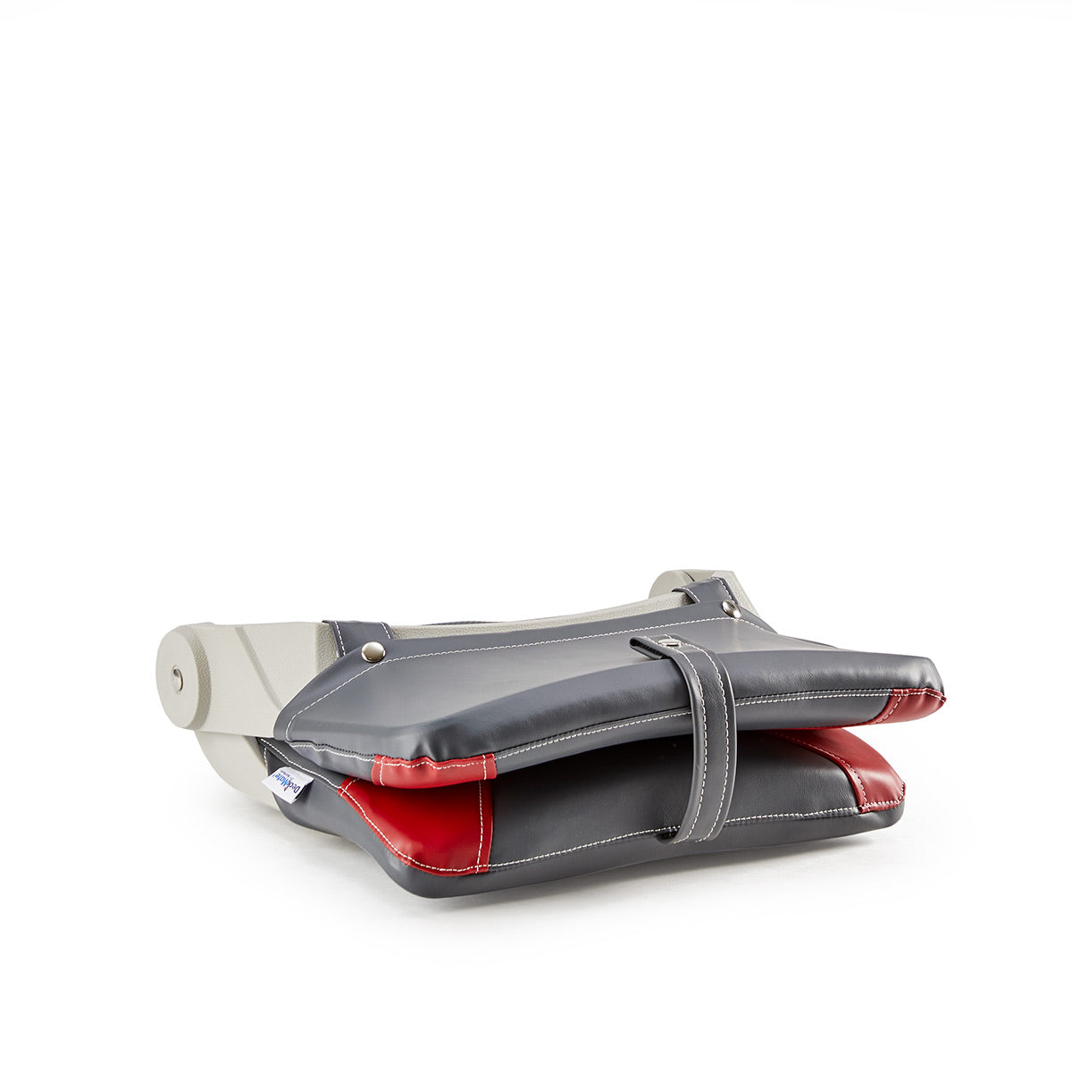 Thin Folding Boat Fishing Seat closed #color_charcoal & red
