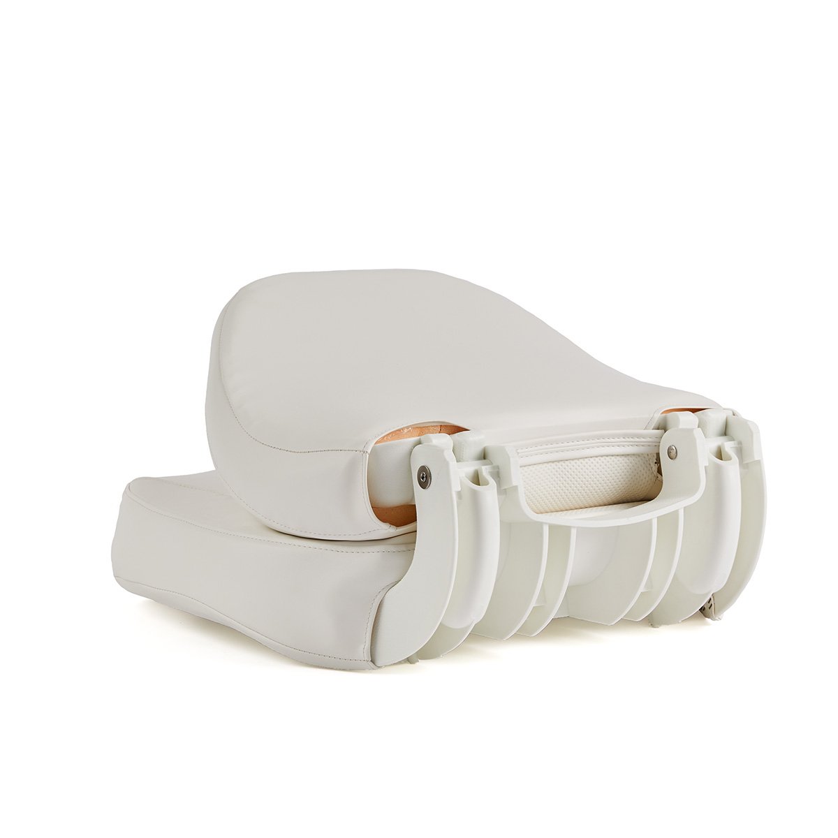 DeckMate Economy Center Hinge Cushion Fishing Boat Seat White Marine Grade Vinyl for sale #color_white