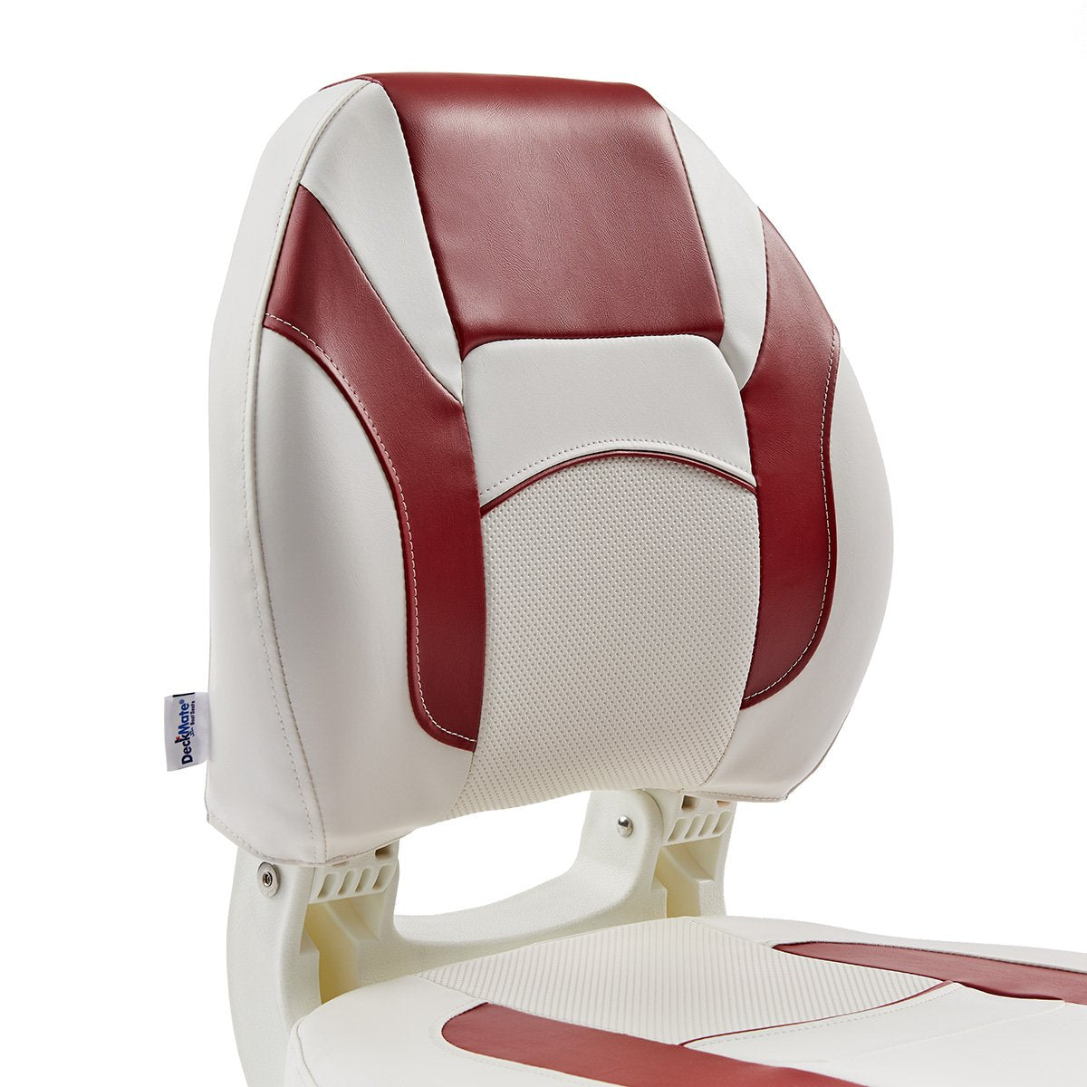 DeckMate Economy Center Hinge Cushion Fishing Boat Seat White Red Marine Grade Vinyl for sale #color_white & red