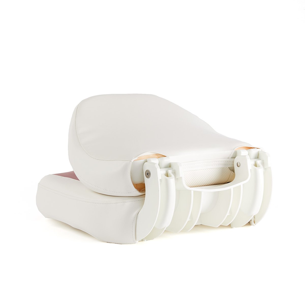 DeckMate Economy Center Hinge Cushion Fishing Boat Seat White Red Marine Grade Vinyl for sale #color_white & red