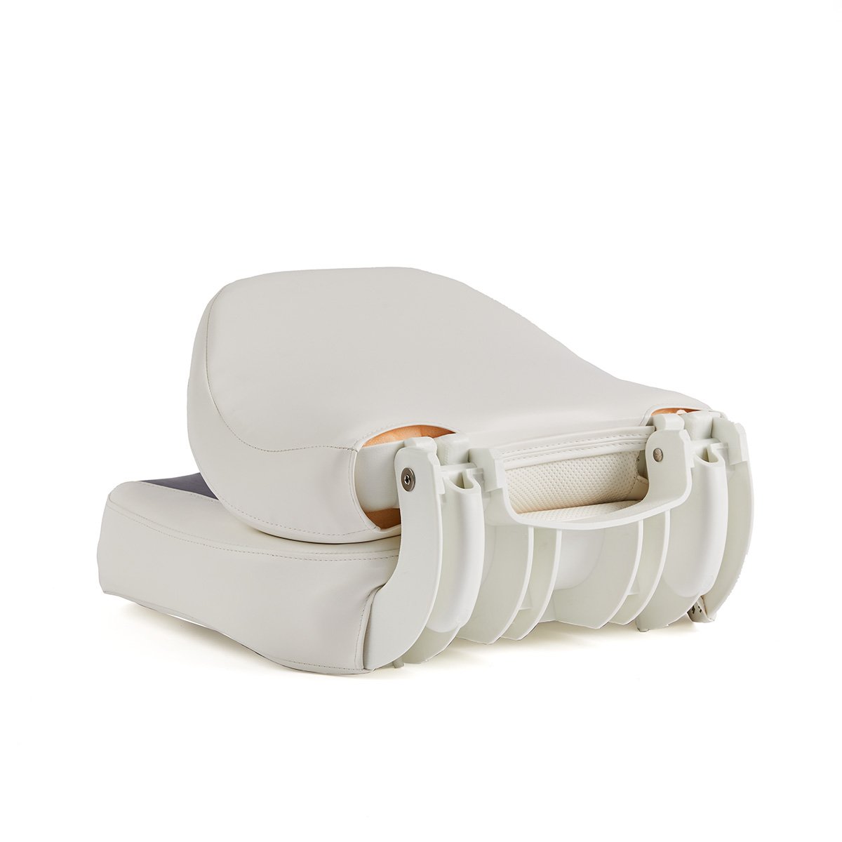 DeckMate Economy Center Hinge Cushion Fishing Boat Seat White Blue Marine Grade Vinyl for sale #color_white & blue