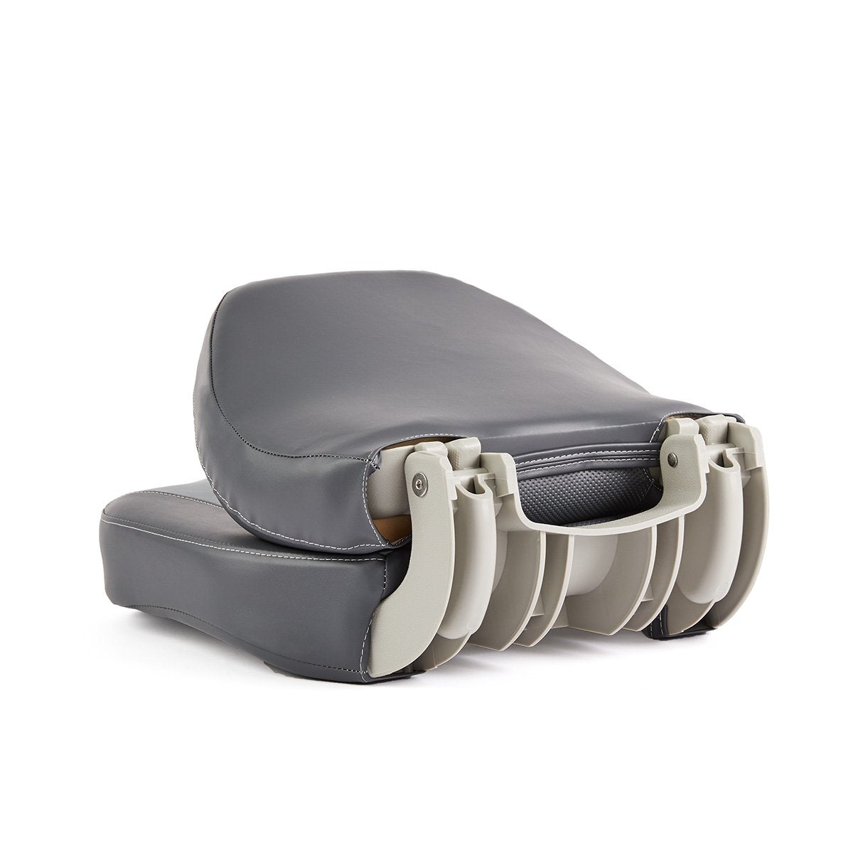 DeckMate Economy Center Hinge Cushion Fishing Boat Seat Charcoal Green Marine Grade Vinyl for sale #color_charcoal & green