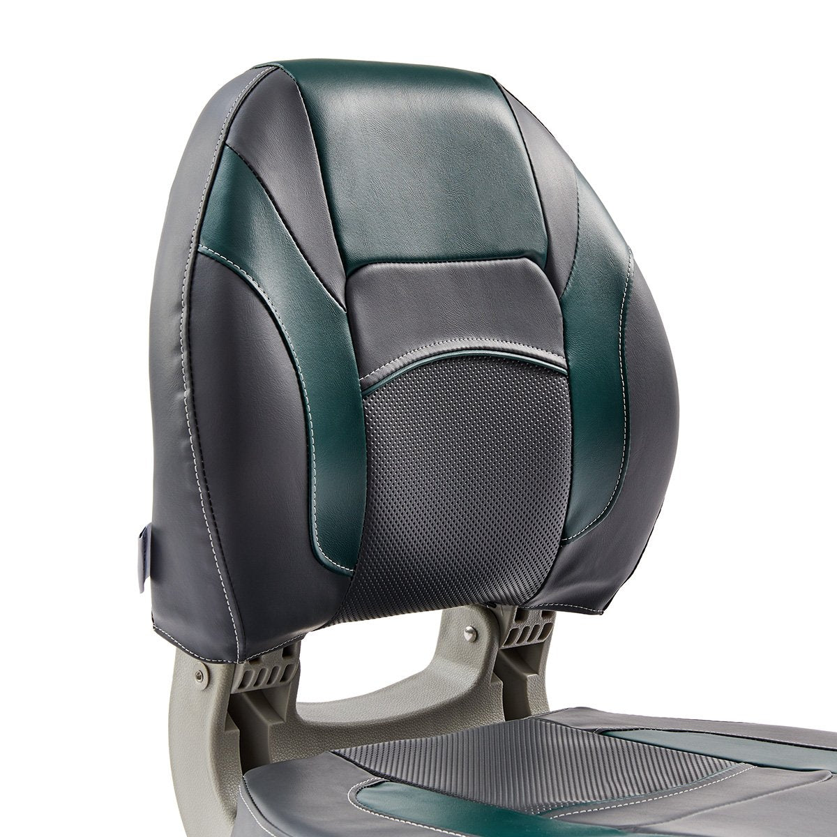 DeckMate Economy Center Hinge Cushion Fishing Boat Seat Charcoal Green Marine Grade Vinyl for sale #color_charcoal & green