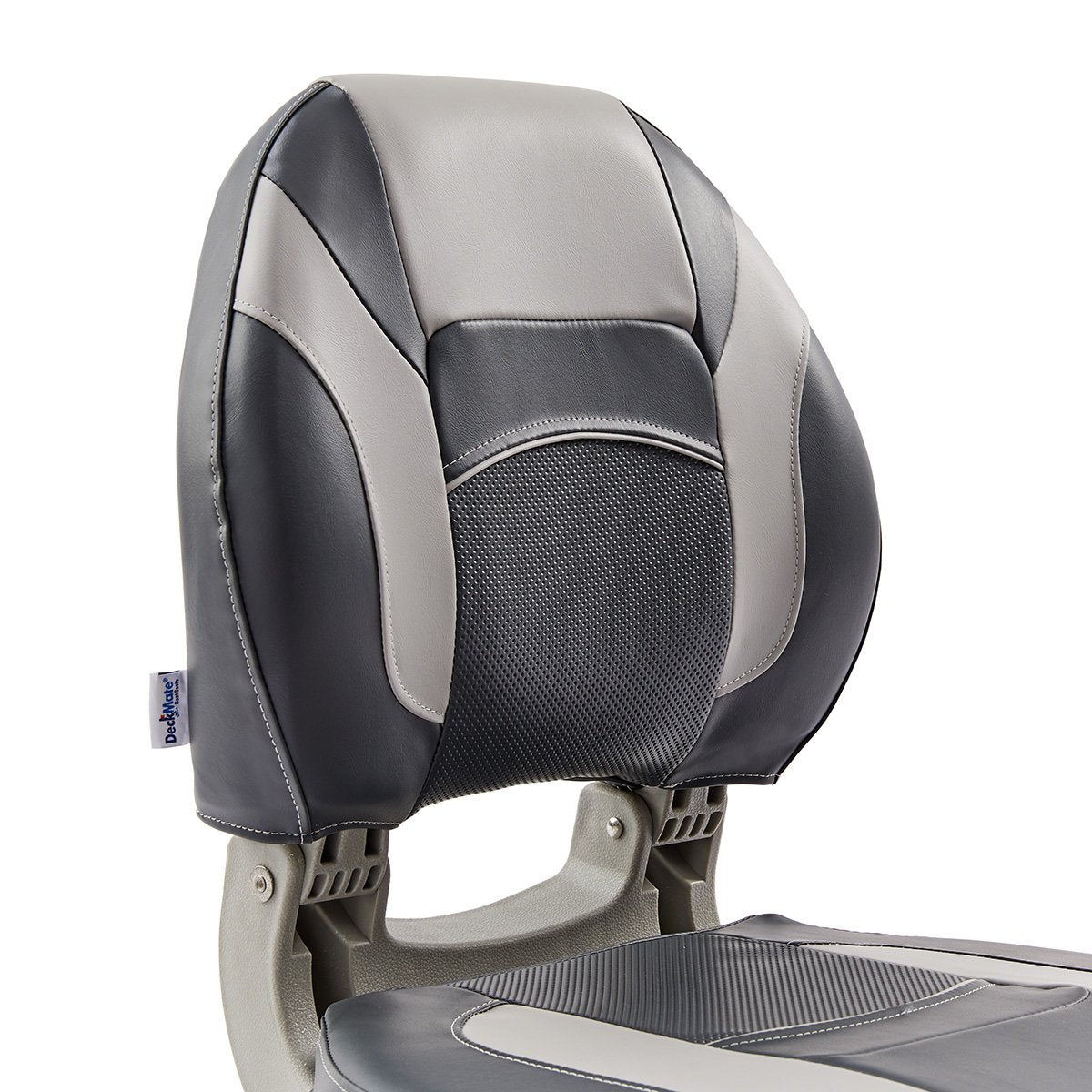 DeckMate Economy Center Hinge Cushion Fishing Boat Seat Charcoal Gray Marine Grade Vinyl for sale #color_charcoal & gray