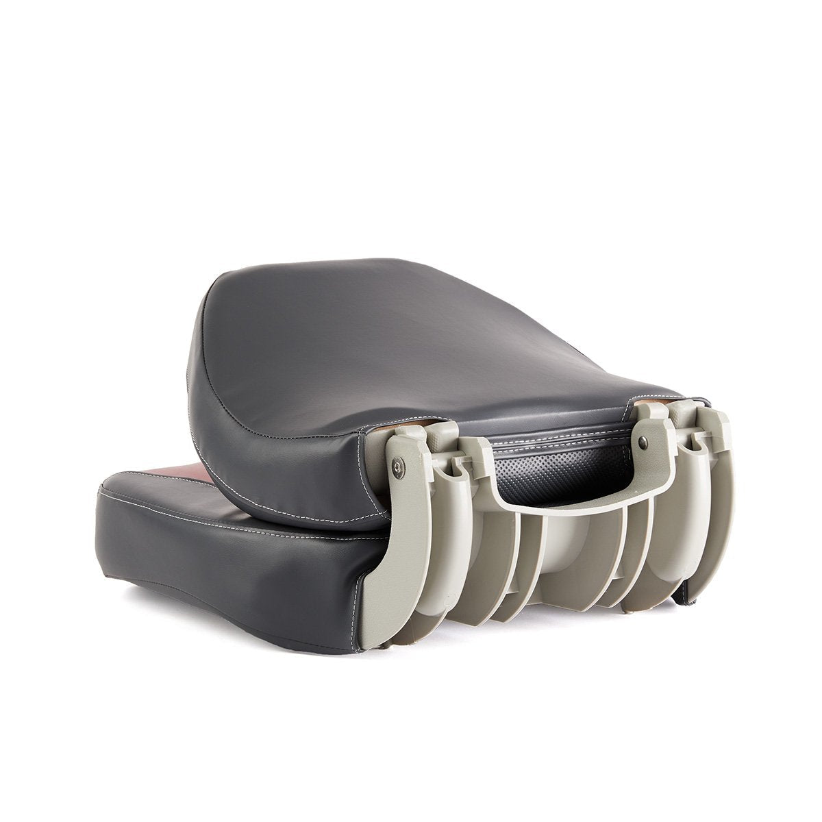 DeckMate Economy Center Hinge Cushion Fishing Boat Seat Charcoal Red Marine Grade Vinyl for sale #color_charcoal & red