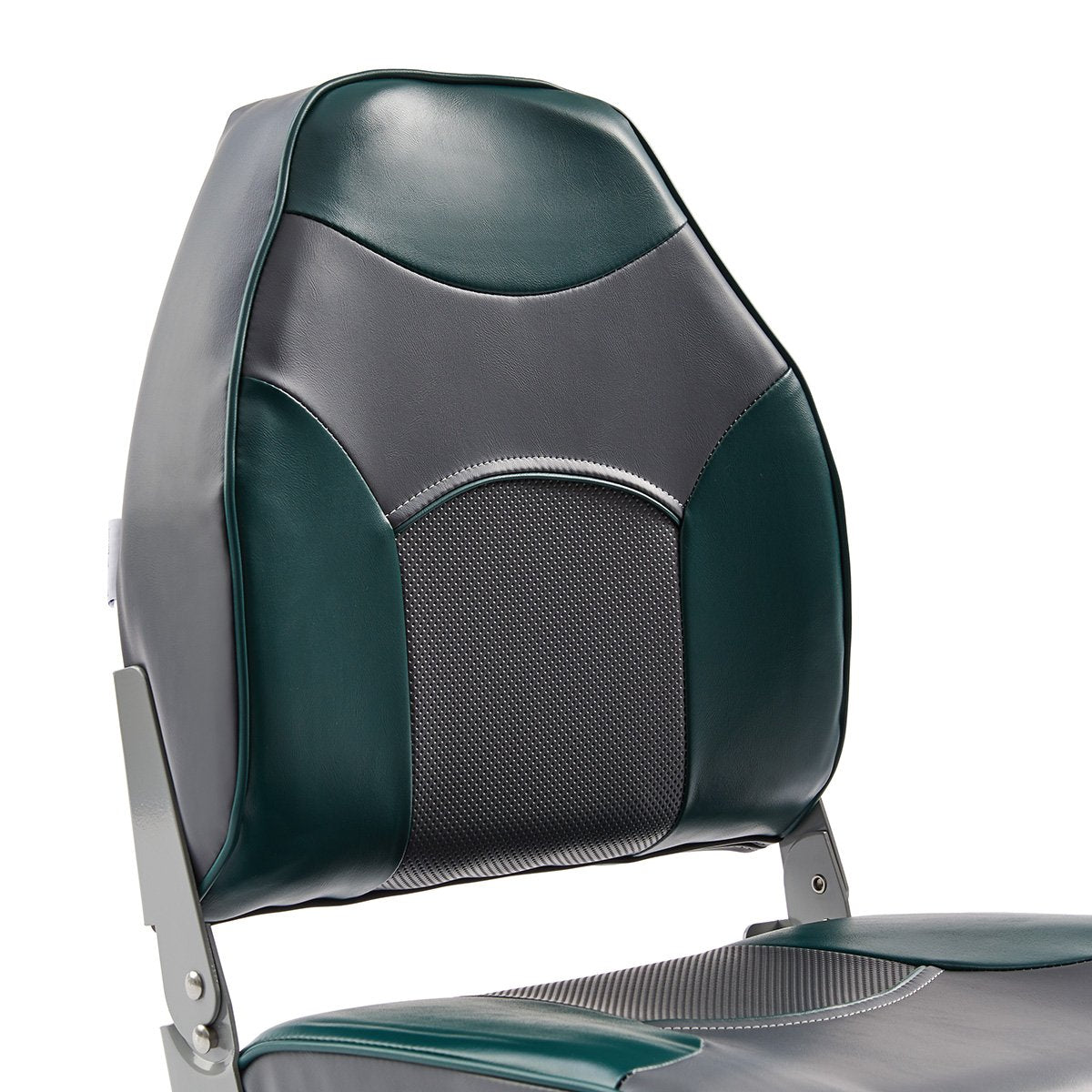 DeckMate Economy High Back Fishing Boat Seat Charcoal Green Marine Grade Vinyl for sale #color_charcoal & green