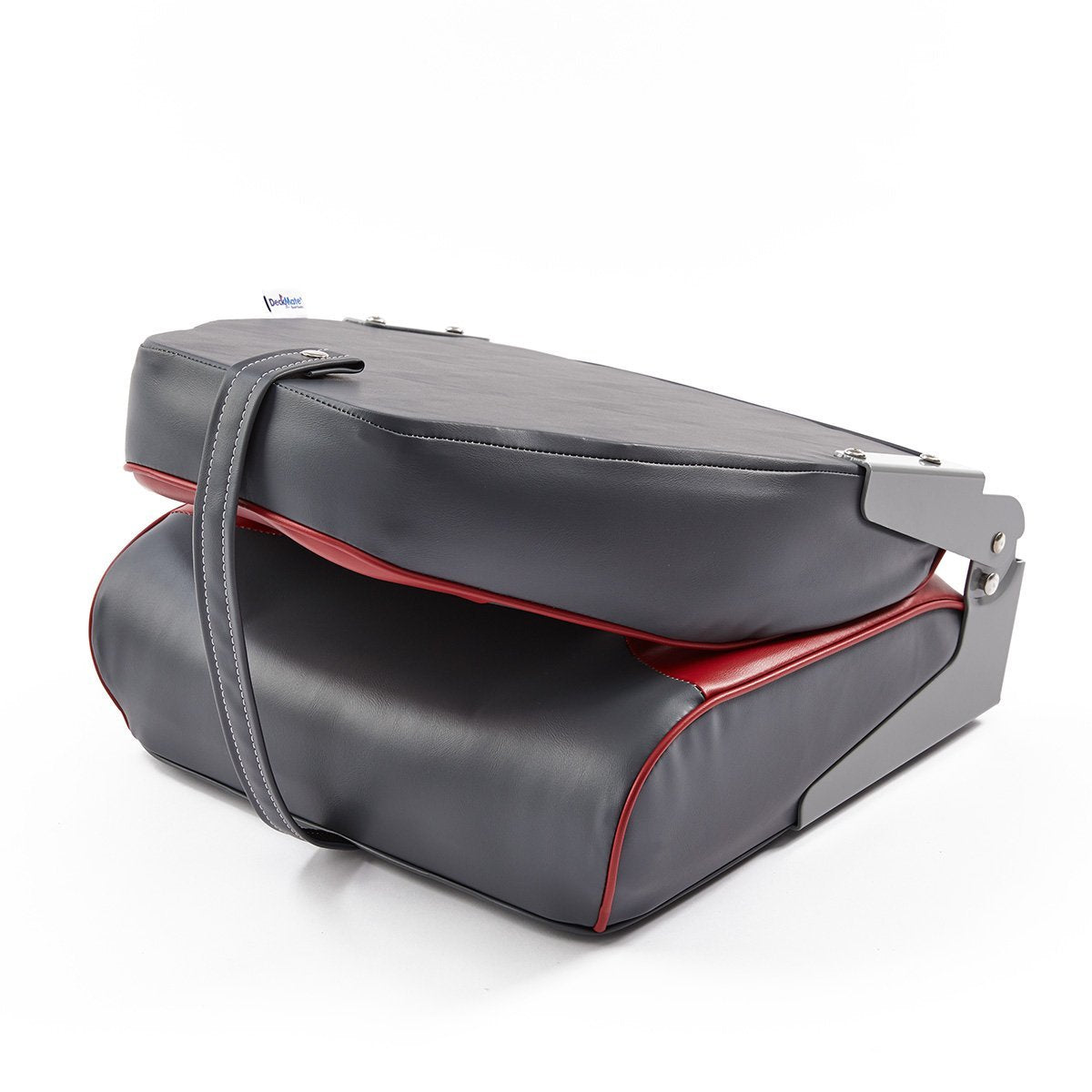 DeckMate Economy High Back Fishing Boat Seat Charcoal Red Marine Grade Vinyl for sale #color_charcoal & red