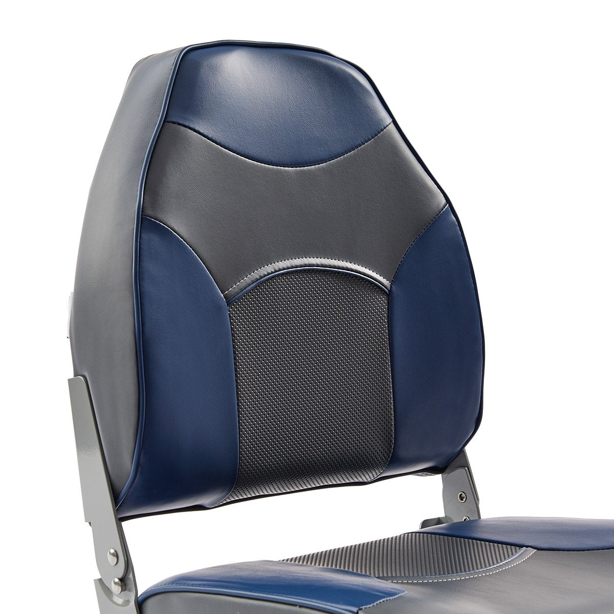 DeckMate Economy High Back Fishing Boat Seat Charcoal Blue Marine Grade Vinyl for sale #color_charcoal & blue