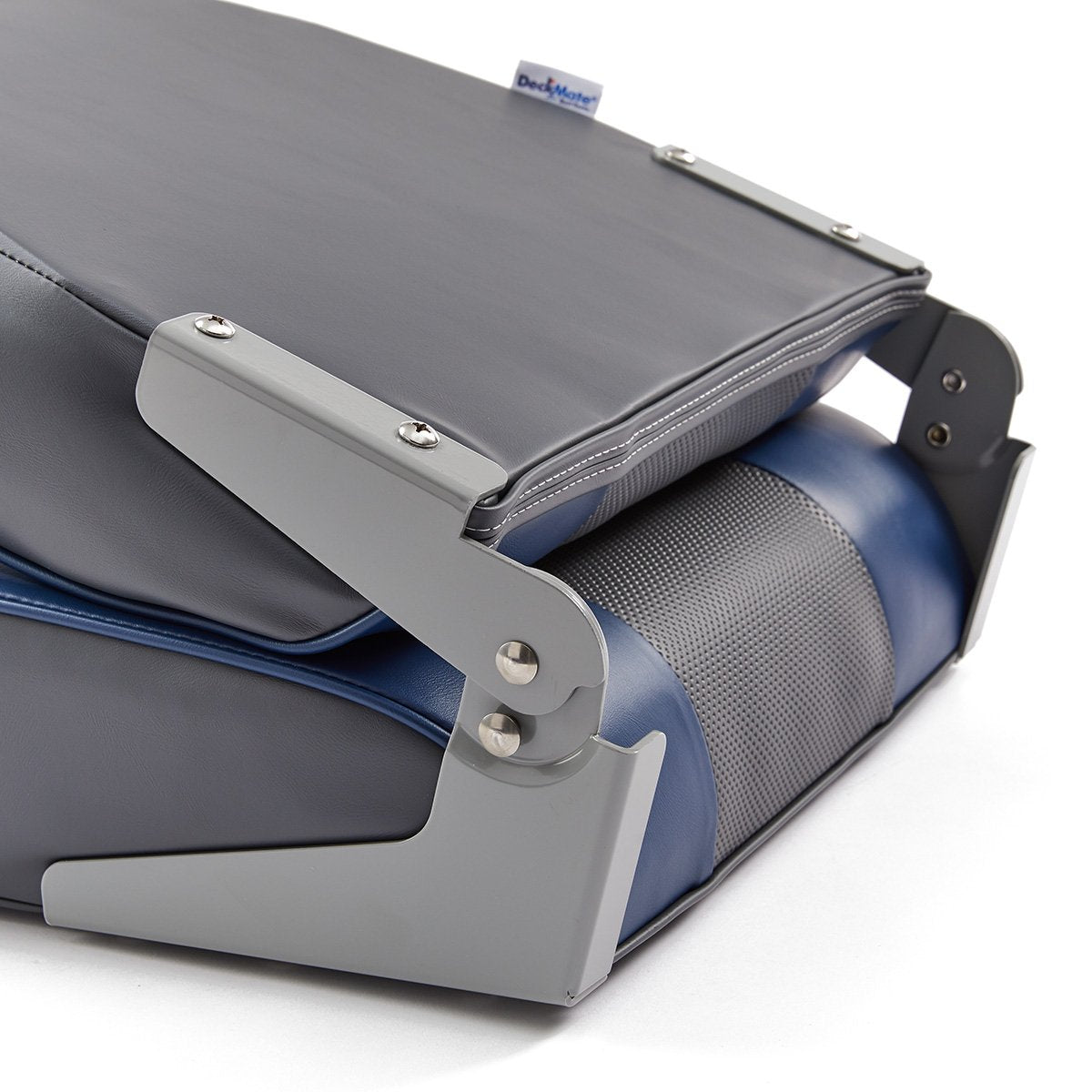 DeckMate Economy High Back Fishing Boat Seat Charcoal Blue Marine Grade Vinyl for sale #color_charcoal & blue