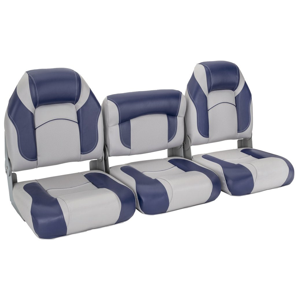 DeckMate Bass Boat Folding Bench Set with step middle Seat  #color_gray & blue