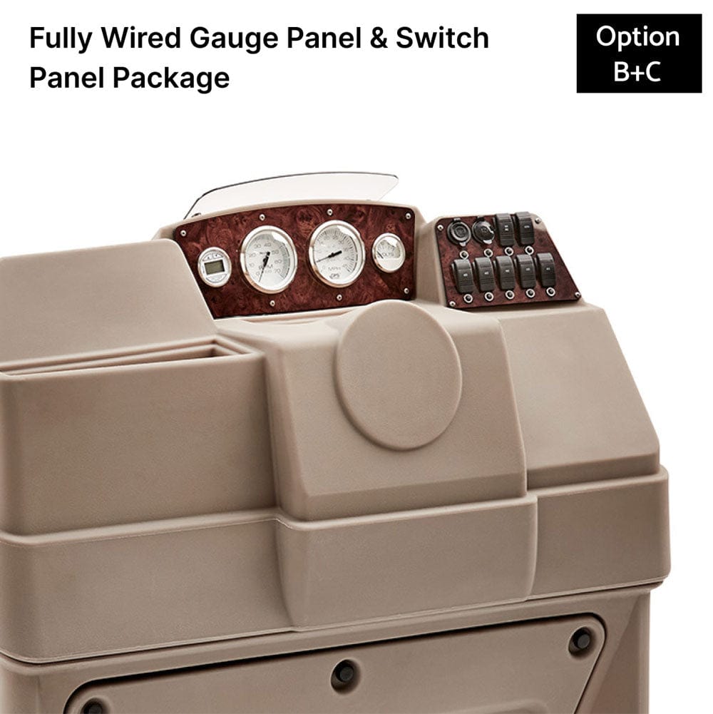 Large Beige Console Fully Wired Panels Burlwood #color_beige & invisible