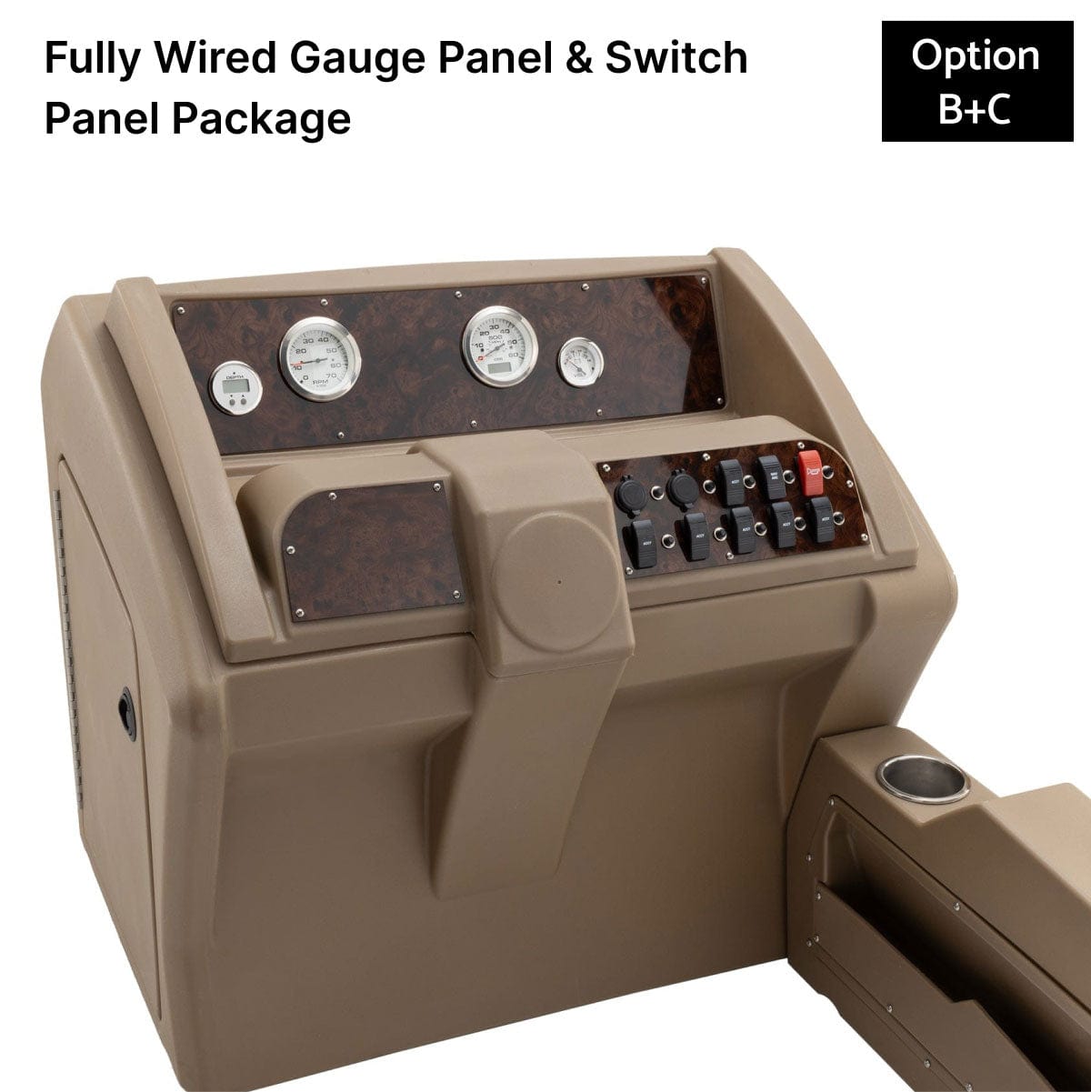 Beige Deluxe Console Fully Wired Panels Burlwood #color_beige & invisible