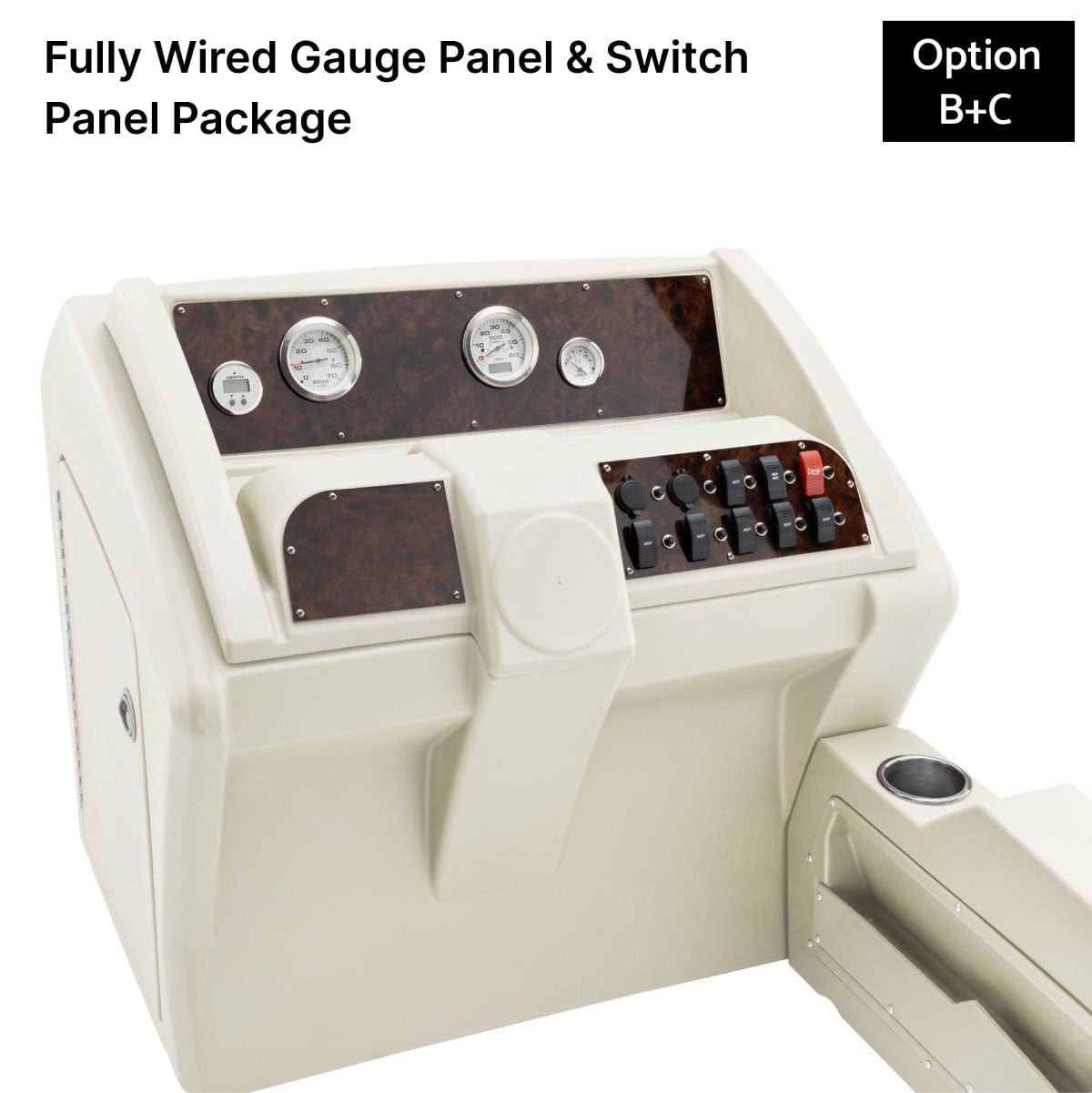 Ivory Deluxe Console Fully Wired Panels Burlwood #color_ivory & invisible