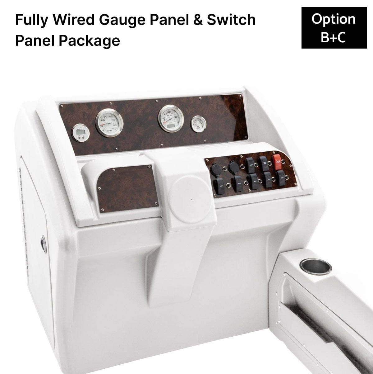 White Deluxe Console Fully Wired Panels Burlwood #color_white & invisible