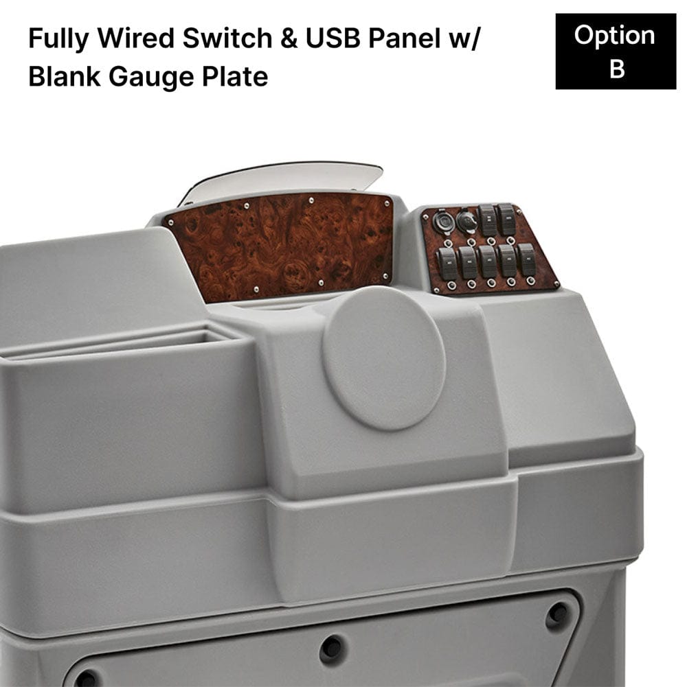 Gray Large Console Fully Wired Switch Panel Burlwood #color_gray & invisible