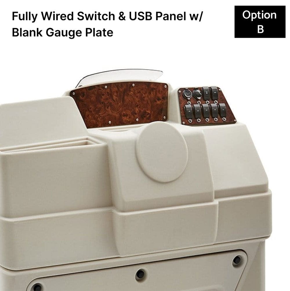 Ivory Large Console Fully Wired Switch Panel Burlwood #color_ivory & invisible
