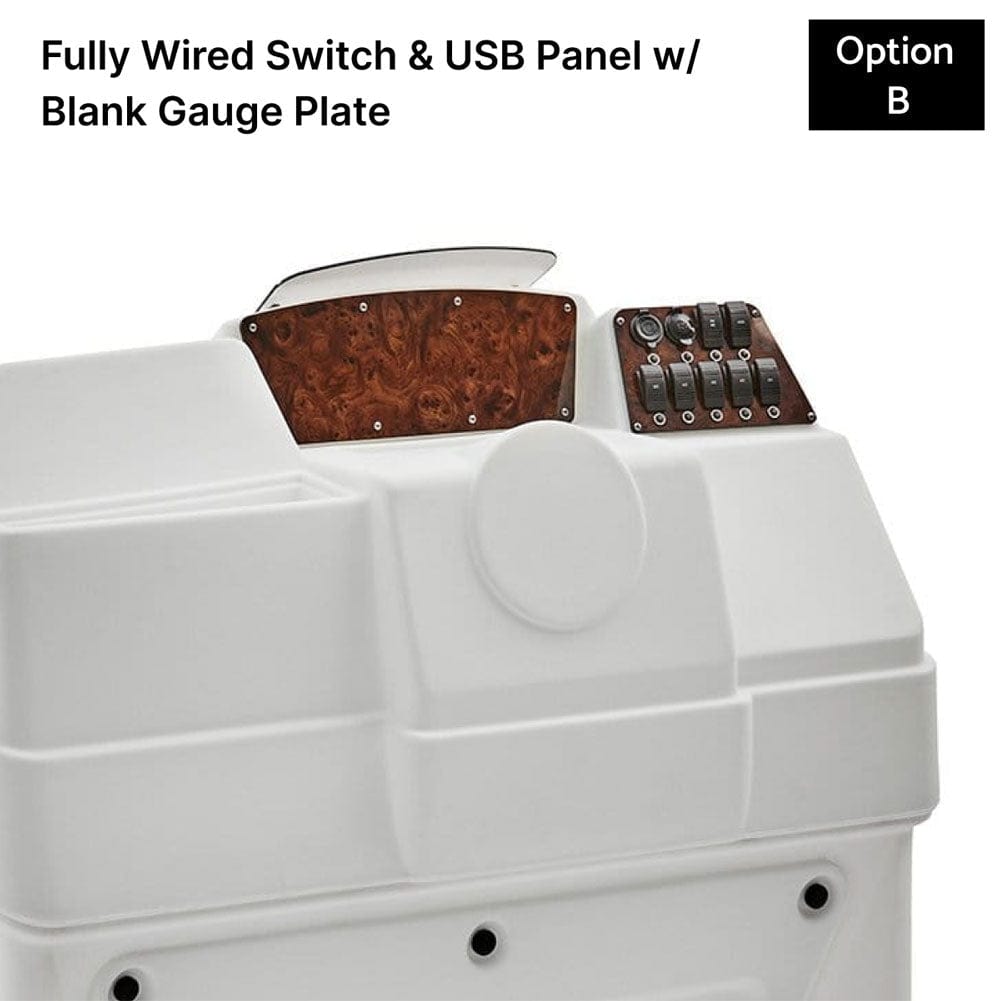 White Large Console Fully Wired Switch Panel Burlwood #color_white & invisible