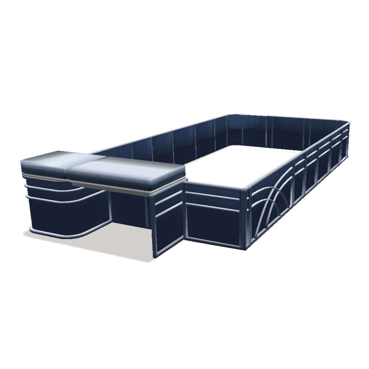 Stern Entry Sun Deck Square - 8'6" Wide Pontoon Fence Rail Package