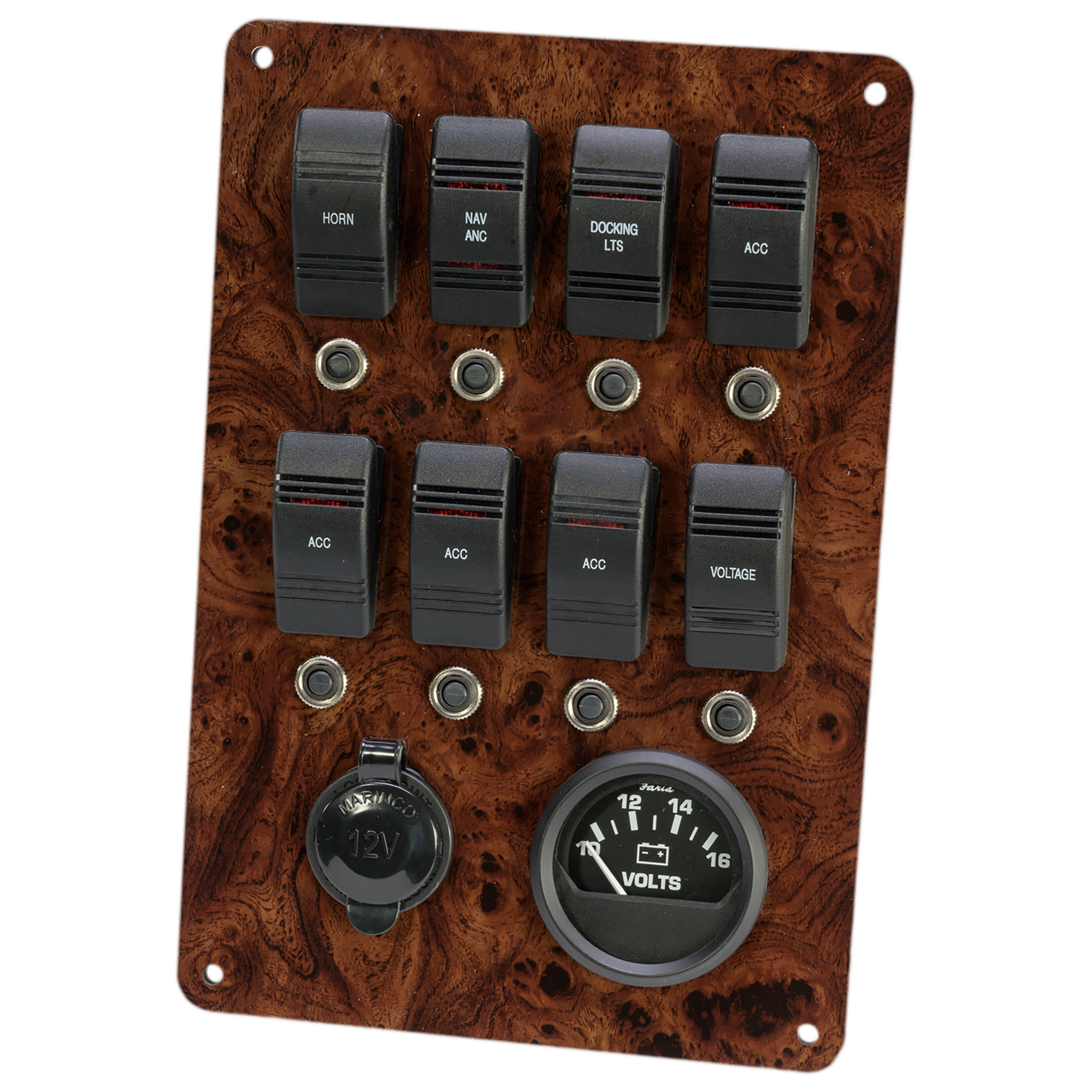 DeckMate Large Electric Switch Panel Burl Wood