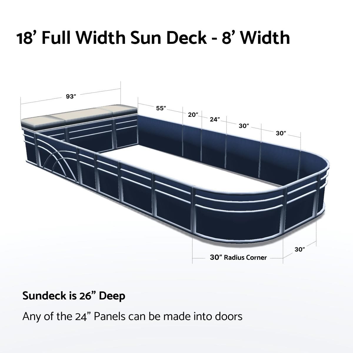 Pontoon Boat Fence Railing Navy - Ivory Cushion #color_navy metallic