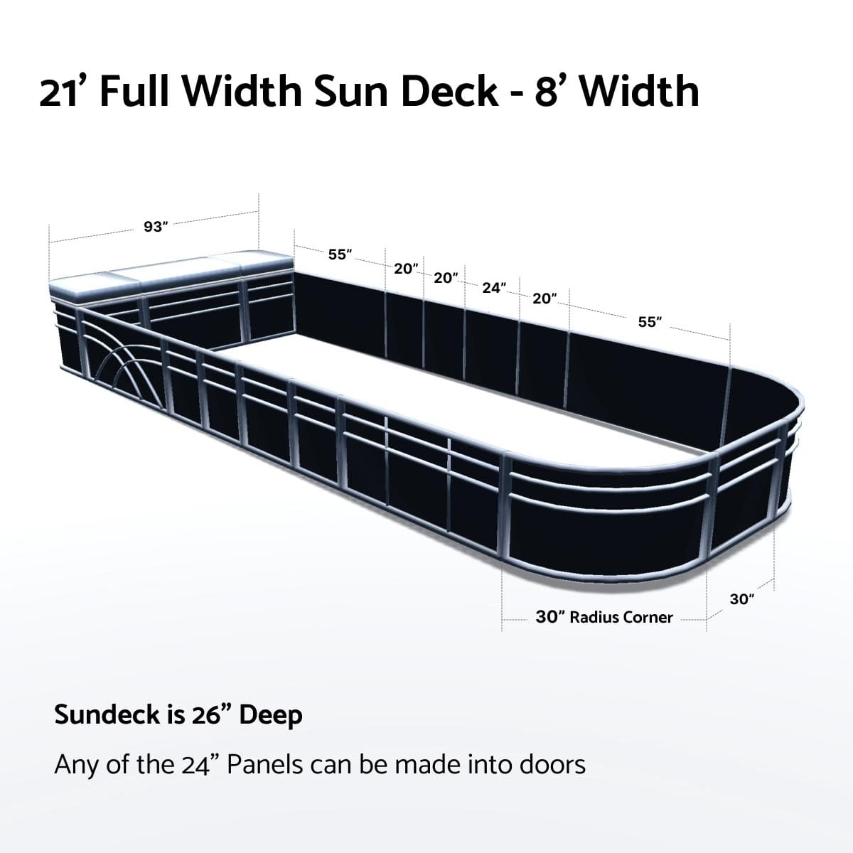 Pontoon Boat Fence Railing Black - White Cushion #color_black metallic