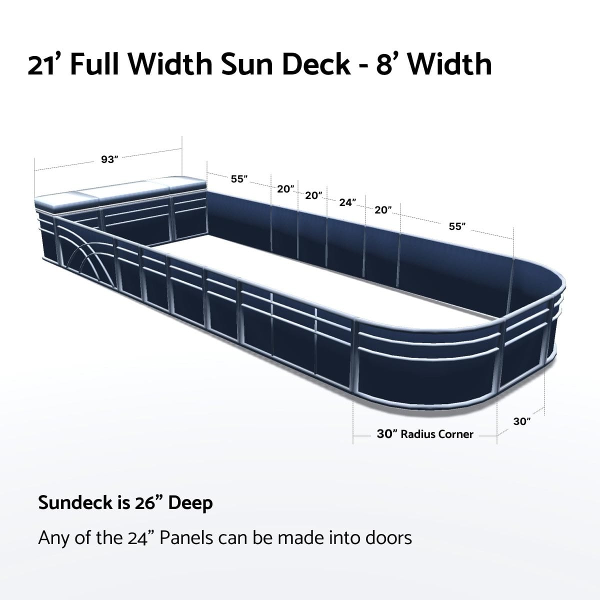 Pontoon Boat Fence Railing Navy - White Cushion #color_navy metallic