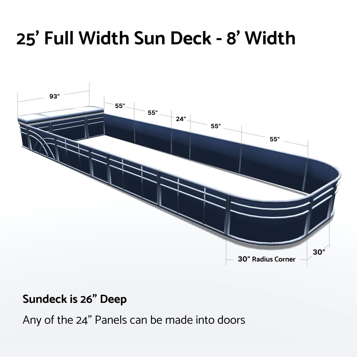 Pontoon Boat Fence Railing Navy - White Cushion #color_navy metallic