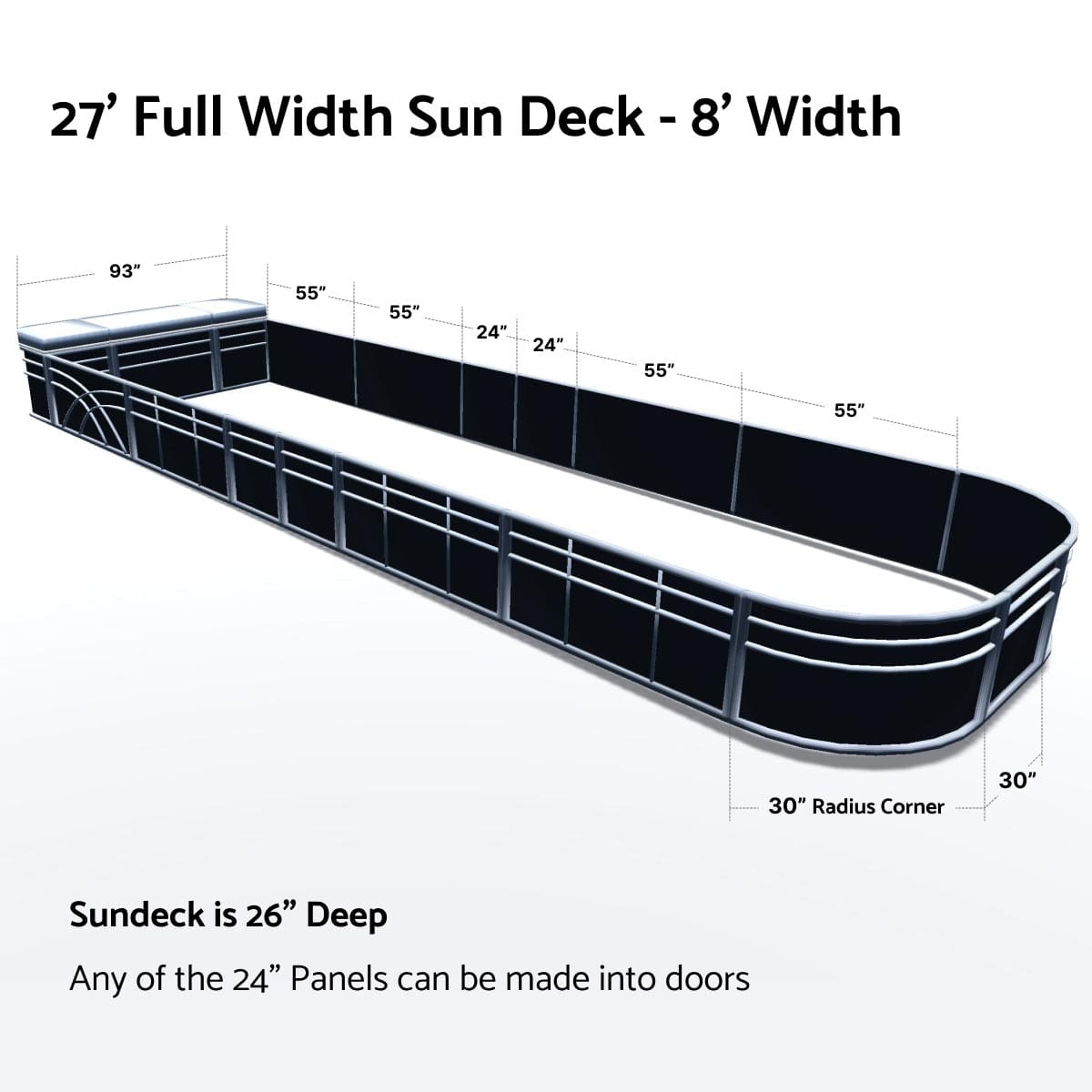 Pontoon Boat Fence Railing Black - White Cushion #color_black metallic
