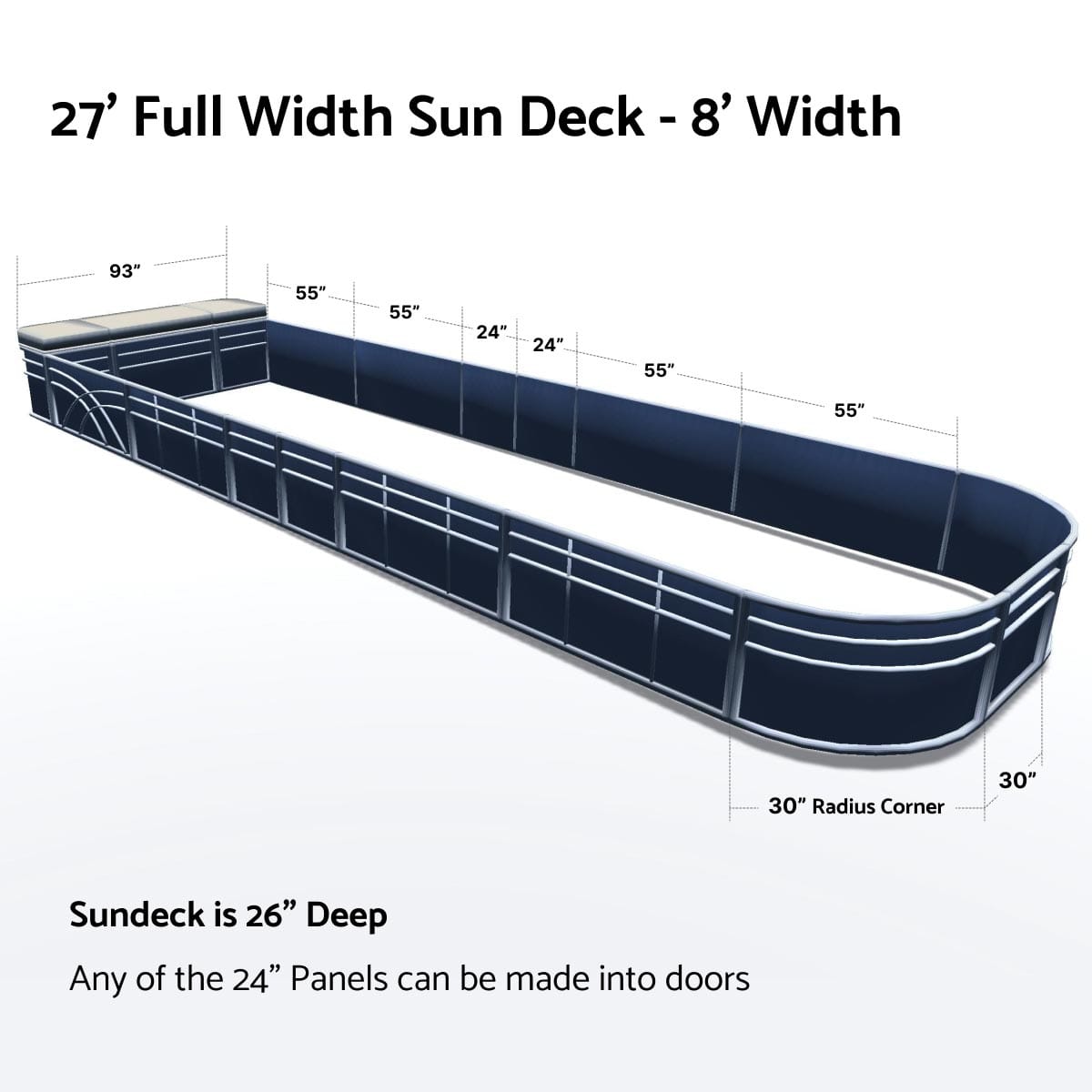 Pontoon Boat Fence Railing Navy - Ivory Cushion #color_navy metallic