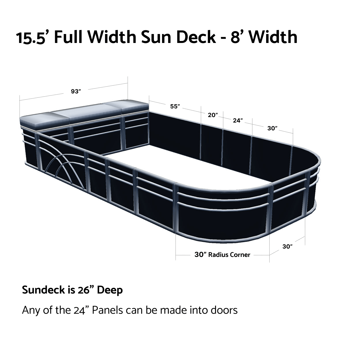 Pontoon Boat Fence Railing Black - Gray Cushion #color_black metallic