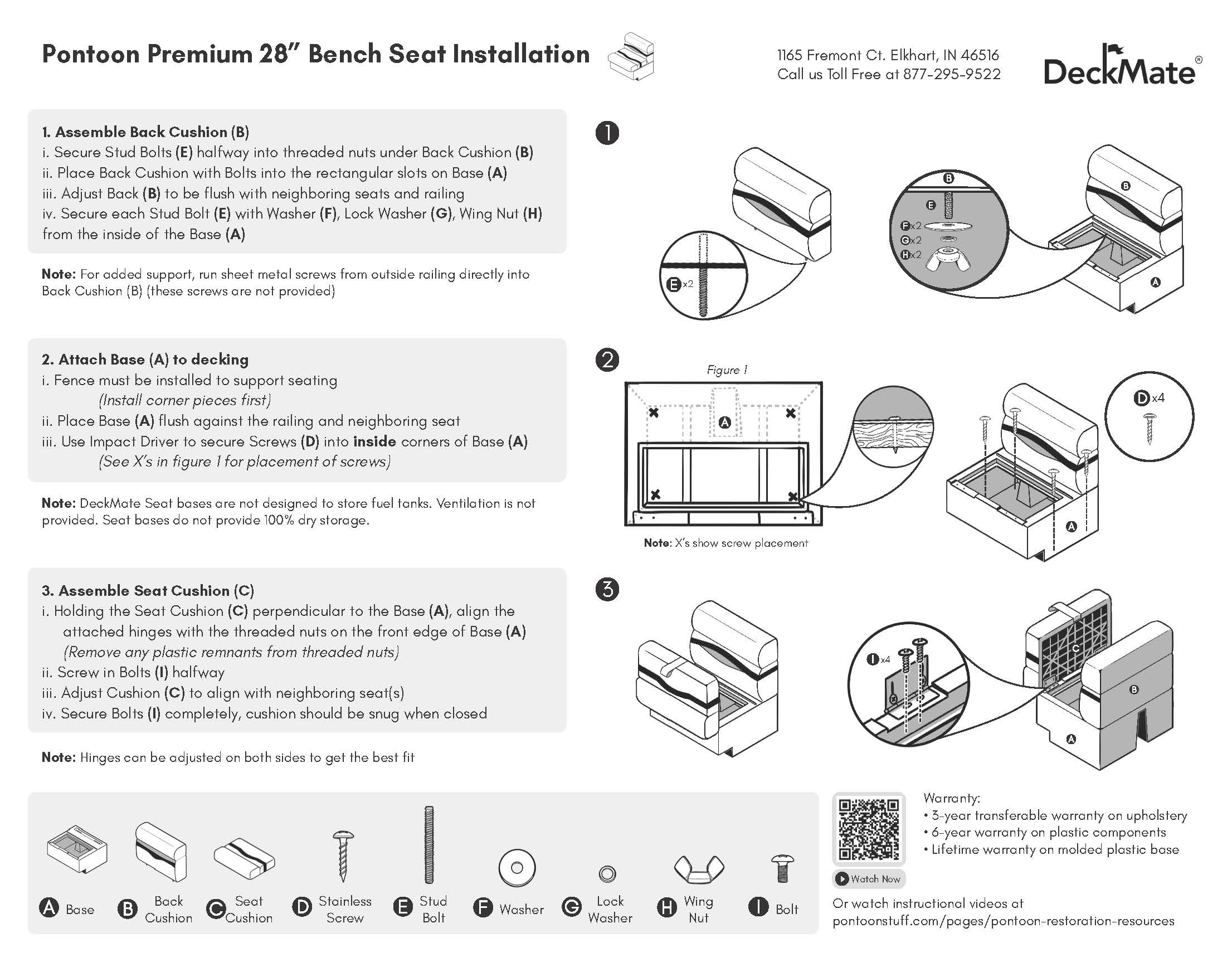 24" Luxury Pontoon Boat Seats