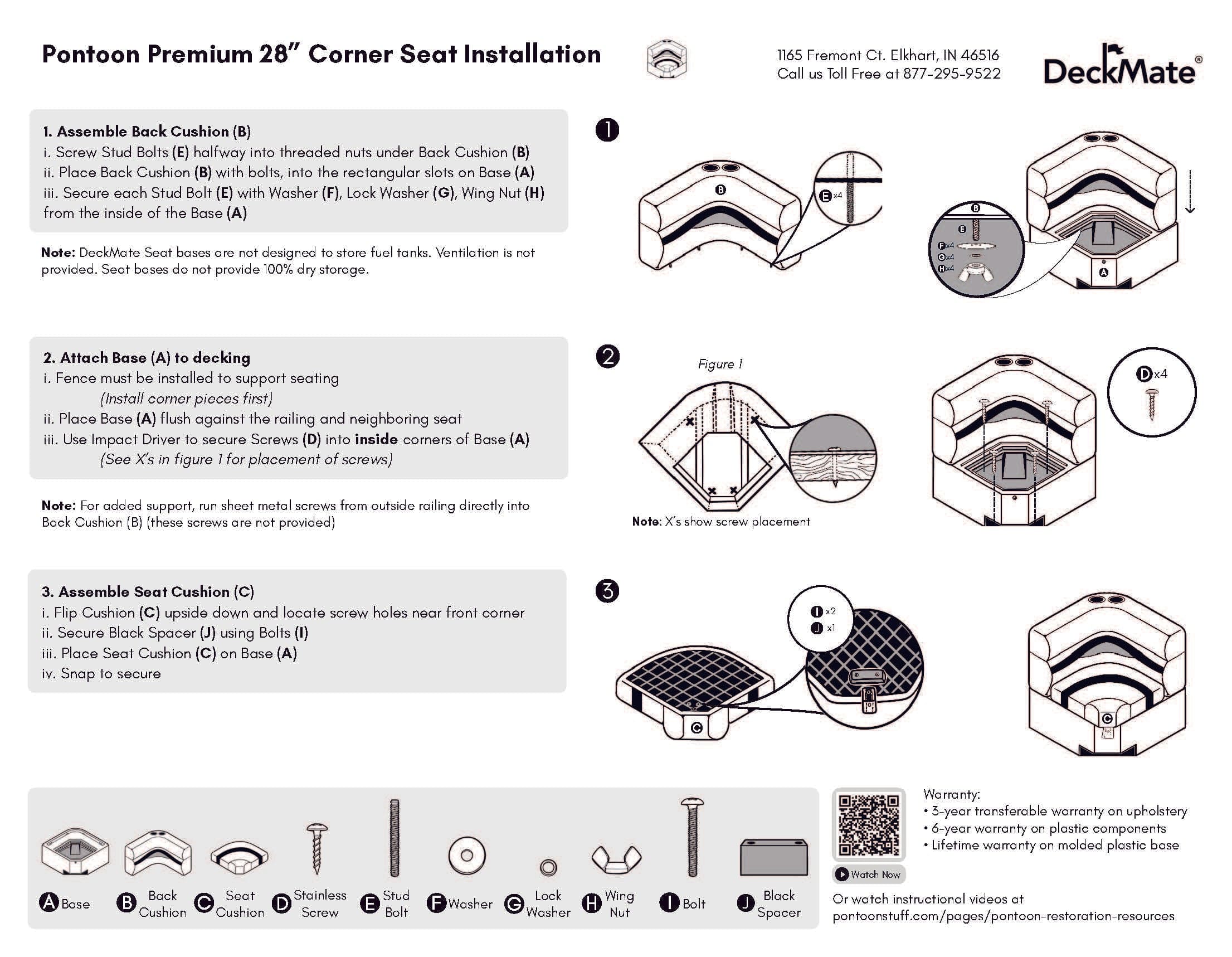 36" Bow Radius Luxury Pontoon Boat Seats