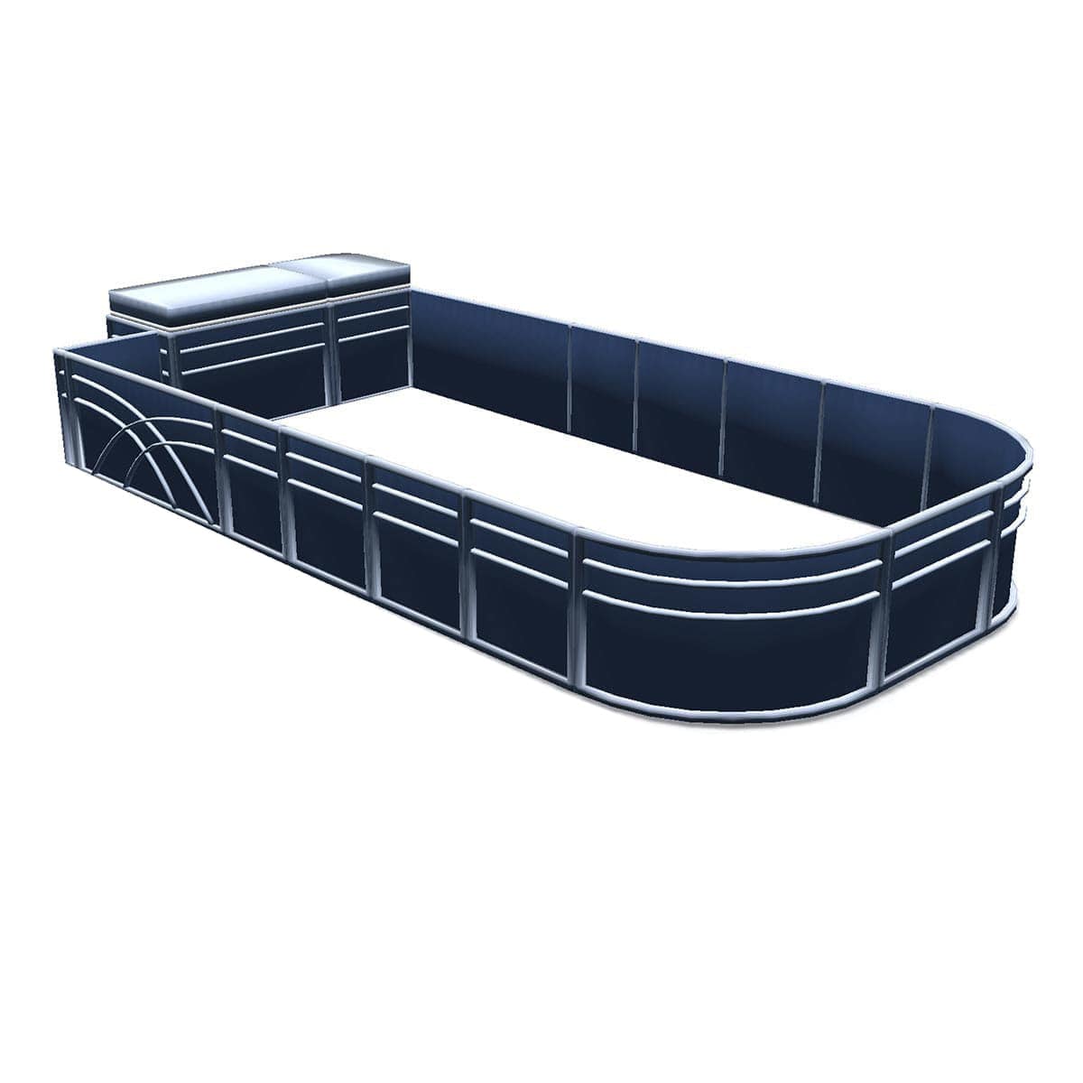 Pontoon Boat Fence Railing Navy - Gray Cushion
