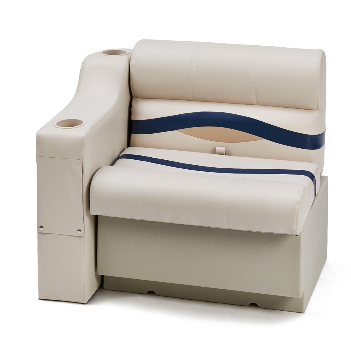 DeckMate Pontoon Boat Bench Armrest with bench front #color_ivory