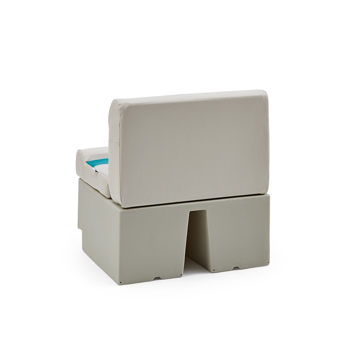 DeckMate Classic Pontoon Boat Bench rear #color_ivory & teal