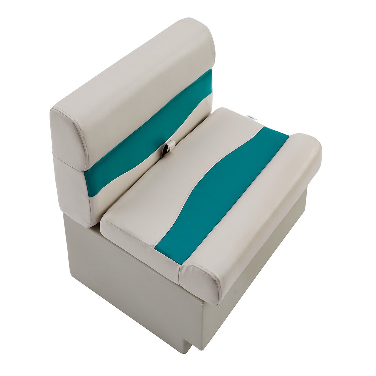 DeckMate Classic Pontoon Boat Bench top down #color_ivory & teal