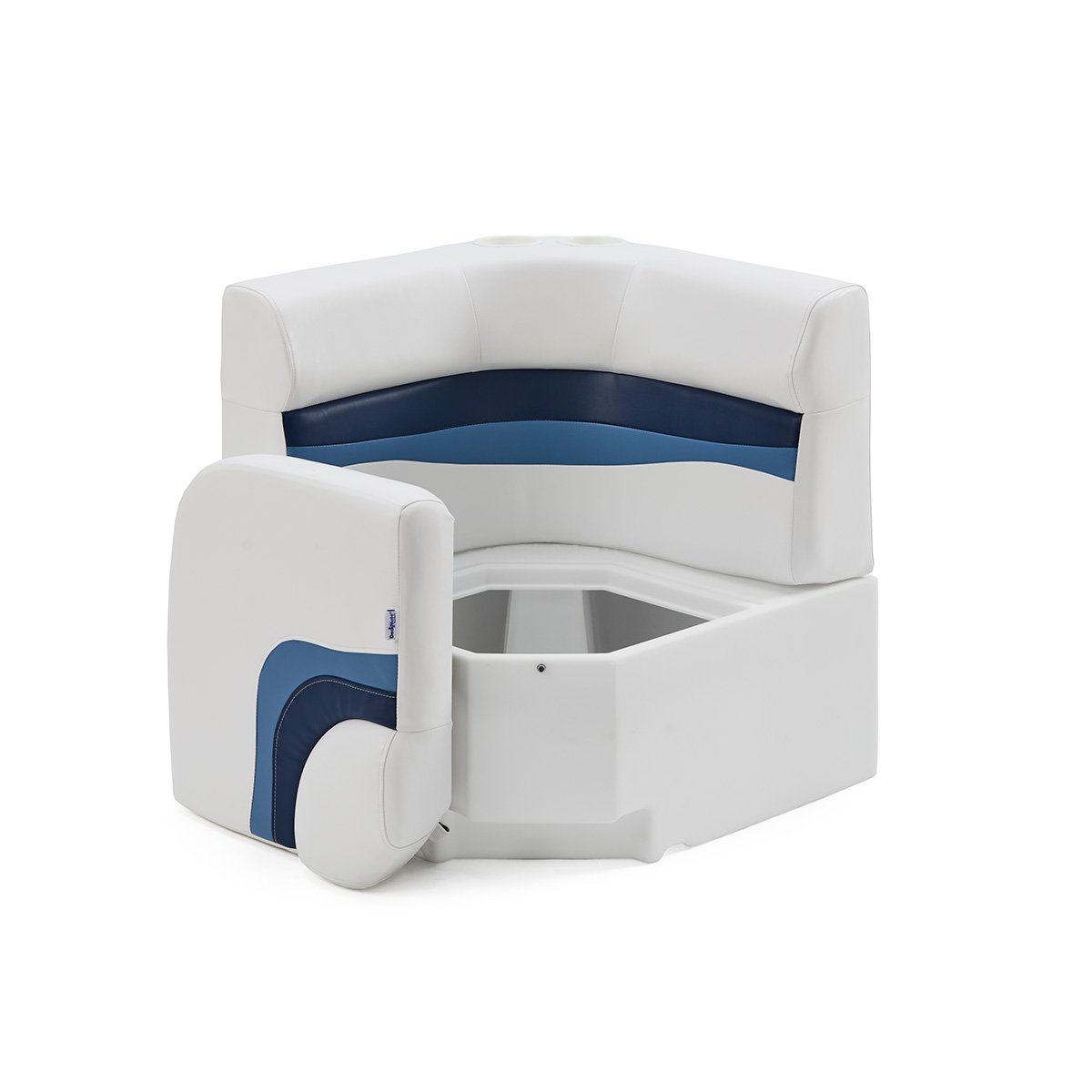 DeckMate Classic Corner Seat for Pontoon open #color_white, blue & light blue
