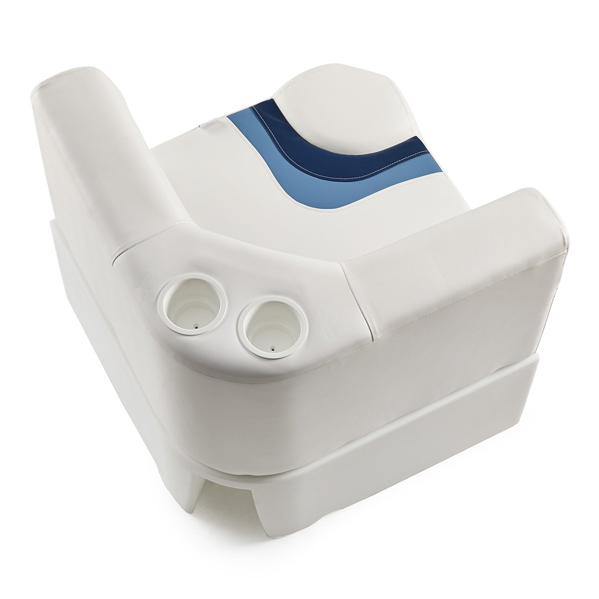 DeckMate Classic Corner Seat for Pontoon cupholders #color_white, blue & light blue