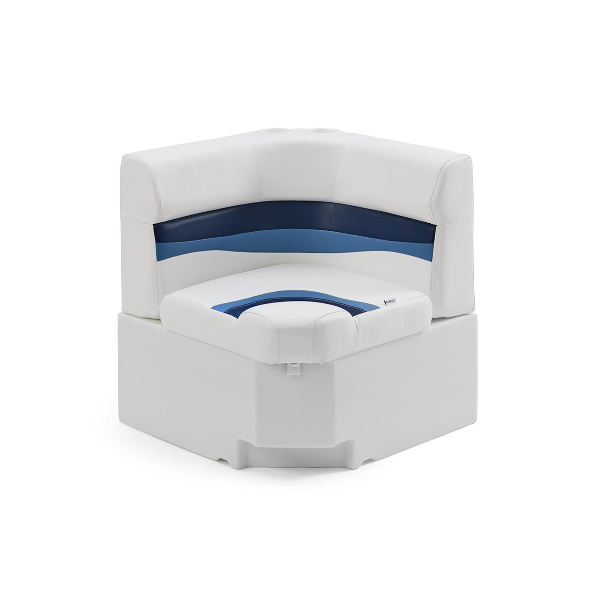 DeckMate Classic Corner Seat for Pontoon #color_white, blue & light blue