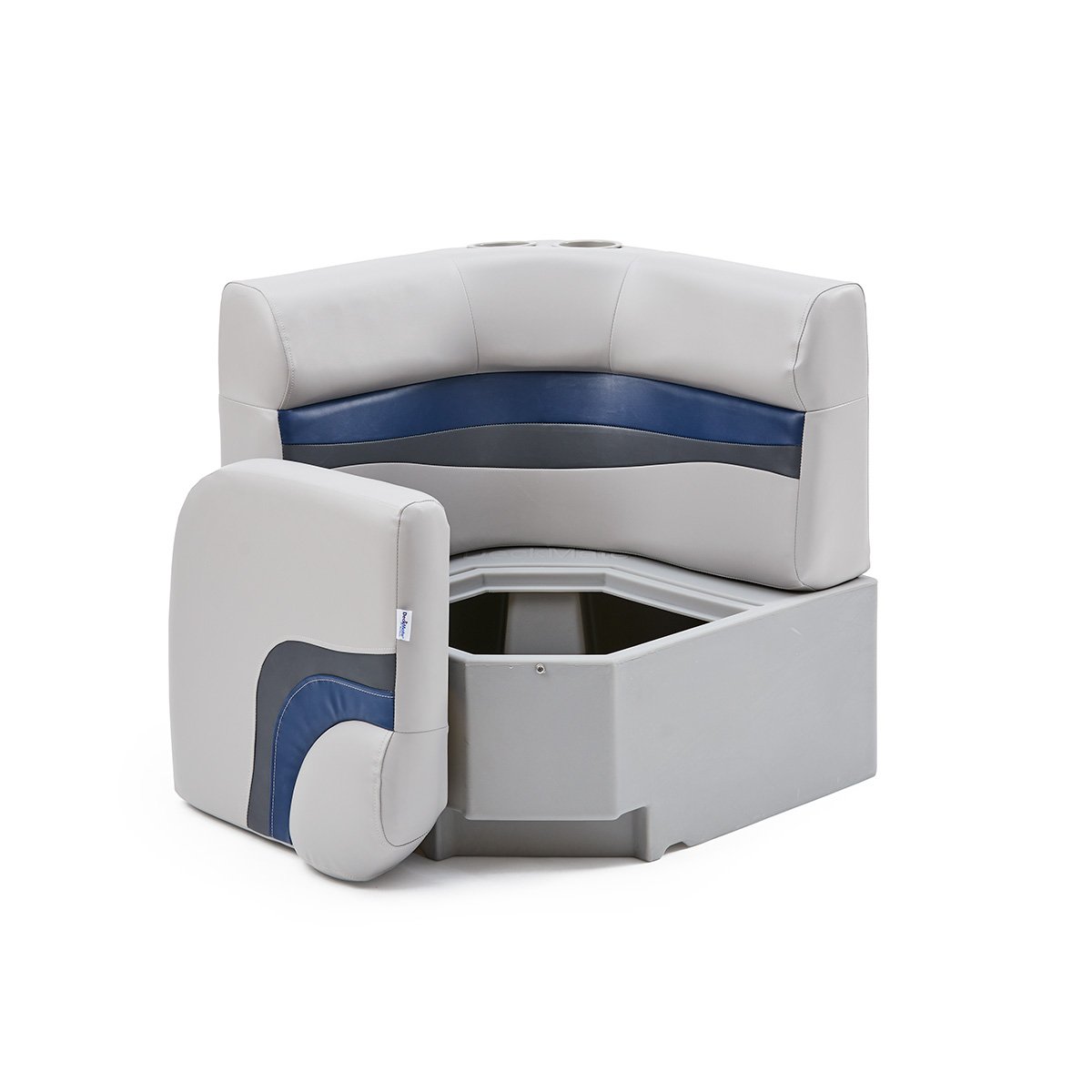 DeckMate Classic Corner Seat for Pontoon open #color_gray, blue & charcoal