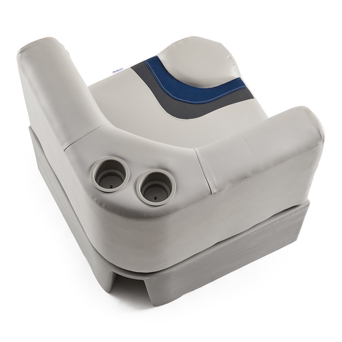 DeckMate Classic Corner Seat for Pontoon with cupholders #color_gray, blue & charcoal