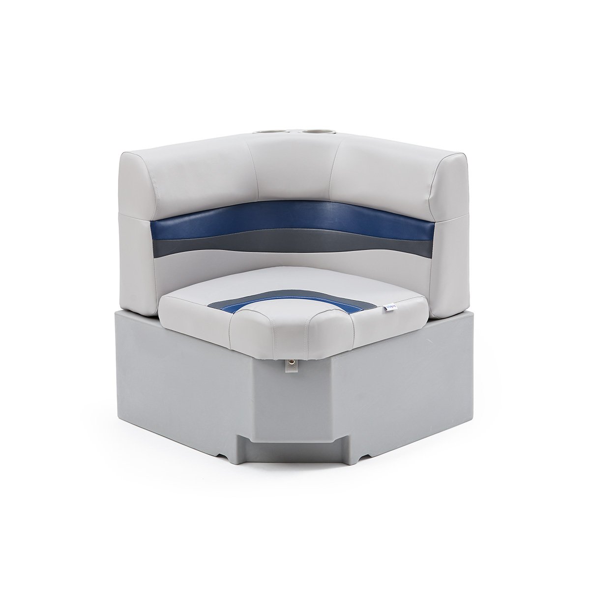 DeckMate Classic Corner Seat for Pontoon #color_gray, blue & charcoal