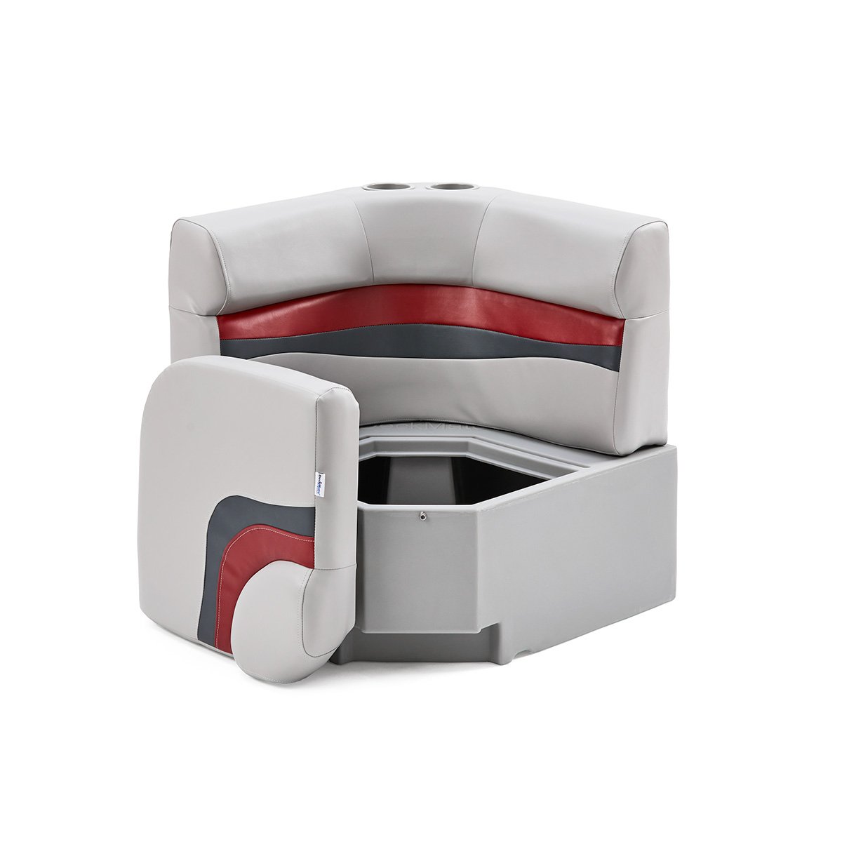 DeckMate Classic Corner Seat for Pontoon open #color_gray, red & charcoal