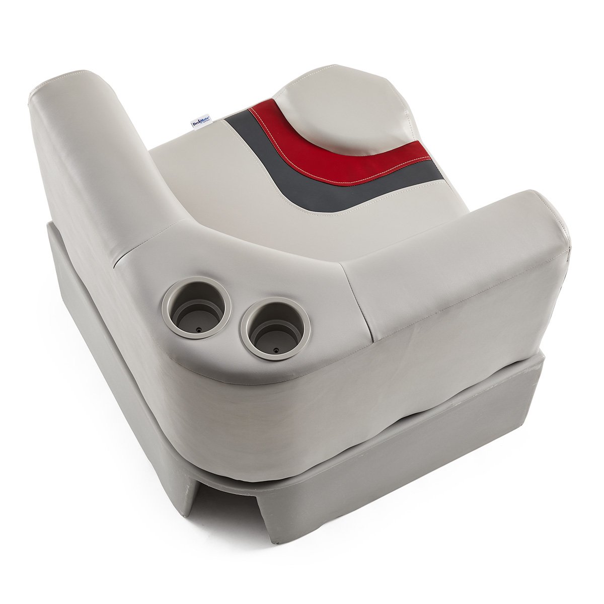 DeckMate Classic Corner Seat with cupholders for Pontoon #color_gray, red & charcoal